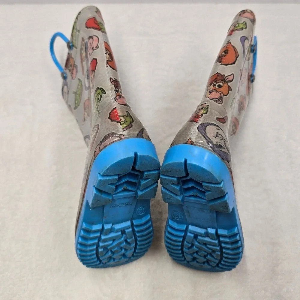 Disney Pixar Toy Story Rain Boots Kids Size 12 Woody Buzz Lightyear Blue Grey